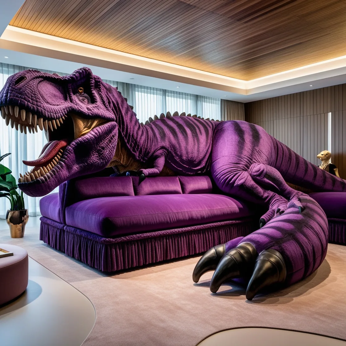 Relax in Prehistoric Style with the Giant T-Rex Shaped Couch