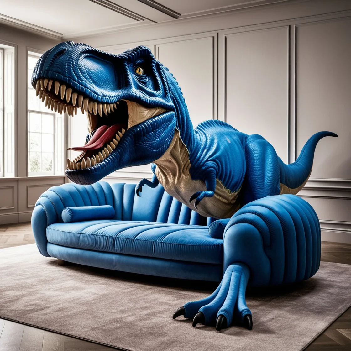 Relax in Prehistoric Style with the Giant T-Rex Shaped Couch