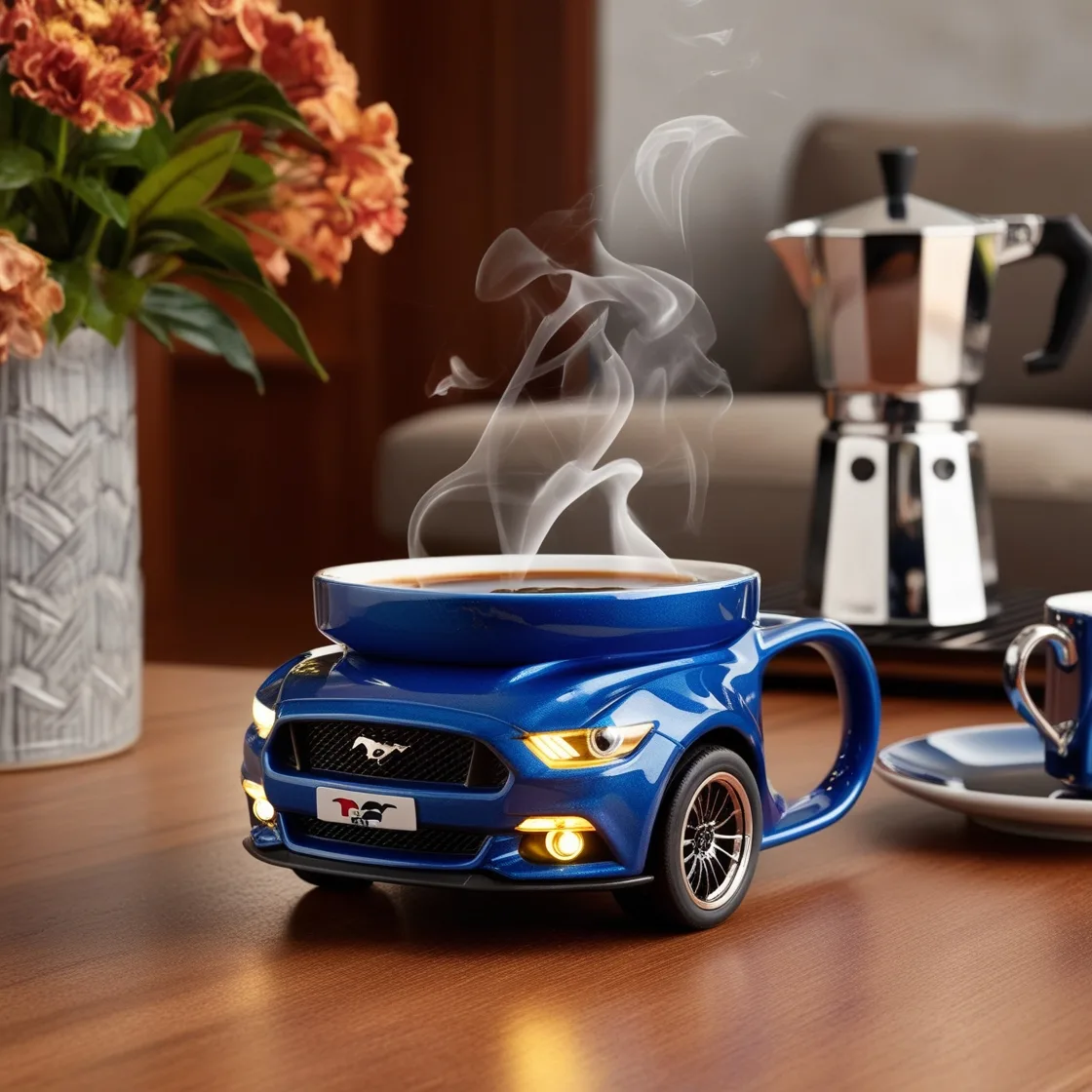 Start Your Day with Power: The Mustang Shaped Coffee Mug for Car Enthusiasts