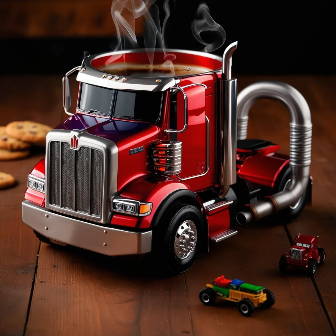 Ride the Road to Caffeine Bliss with Semi-Truck Coffee Mugs