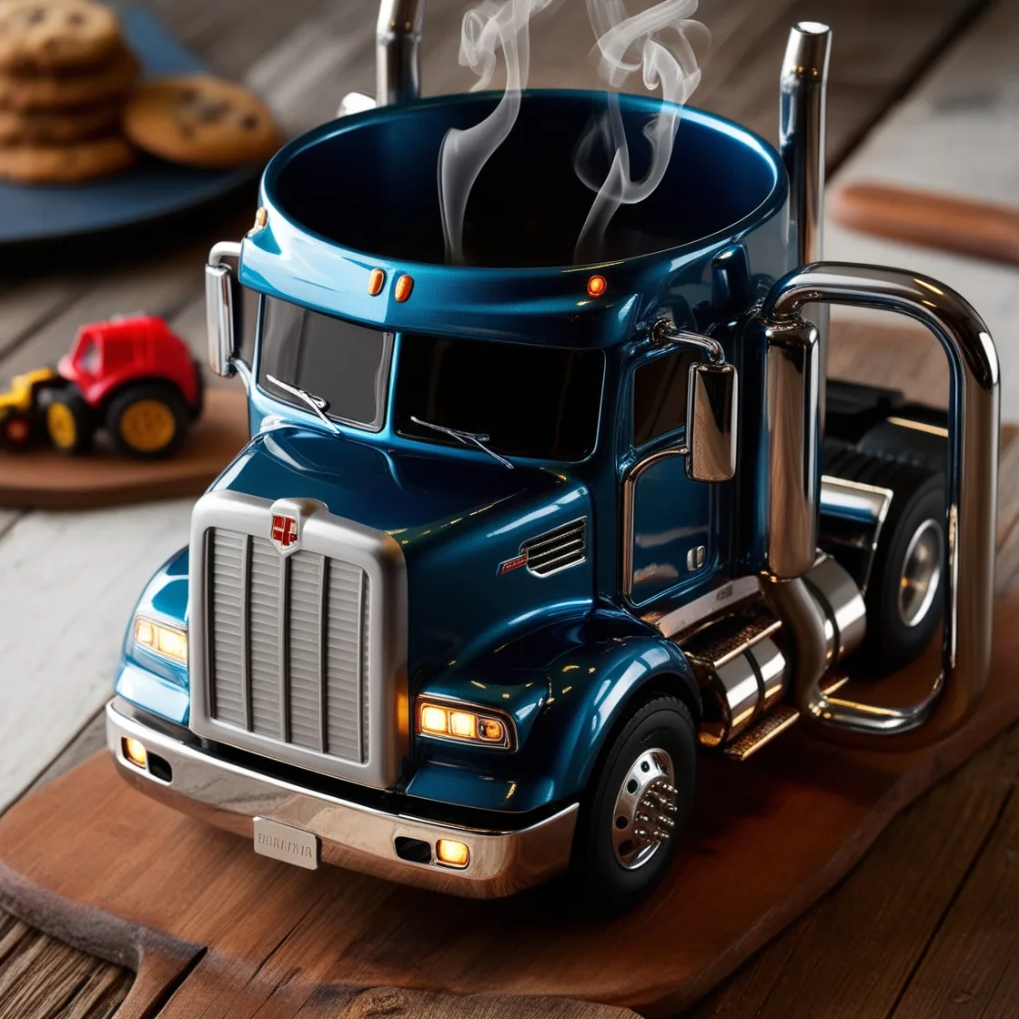 Ride the Road to Caffeine Bliss with Semi-Truck Coffee Mugs