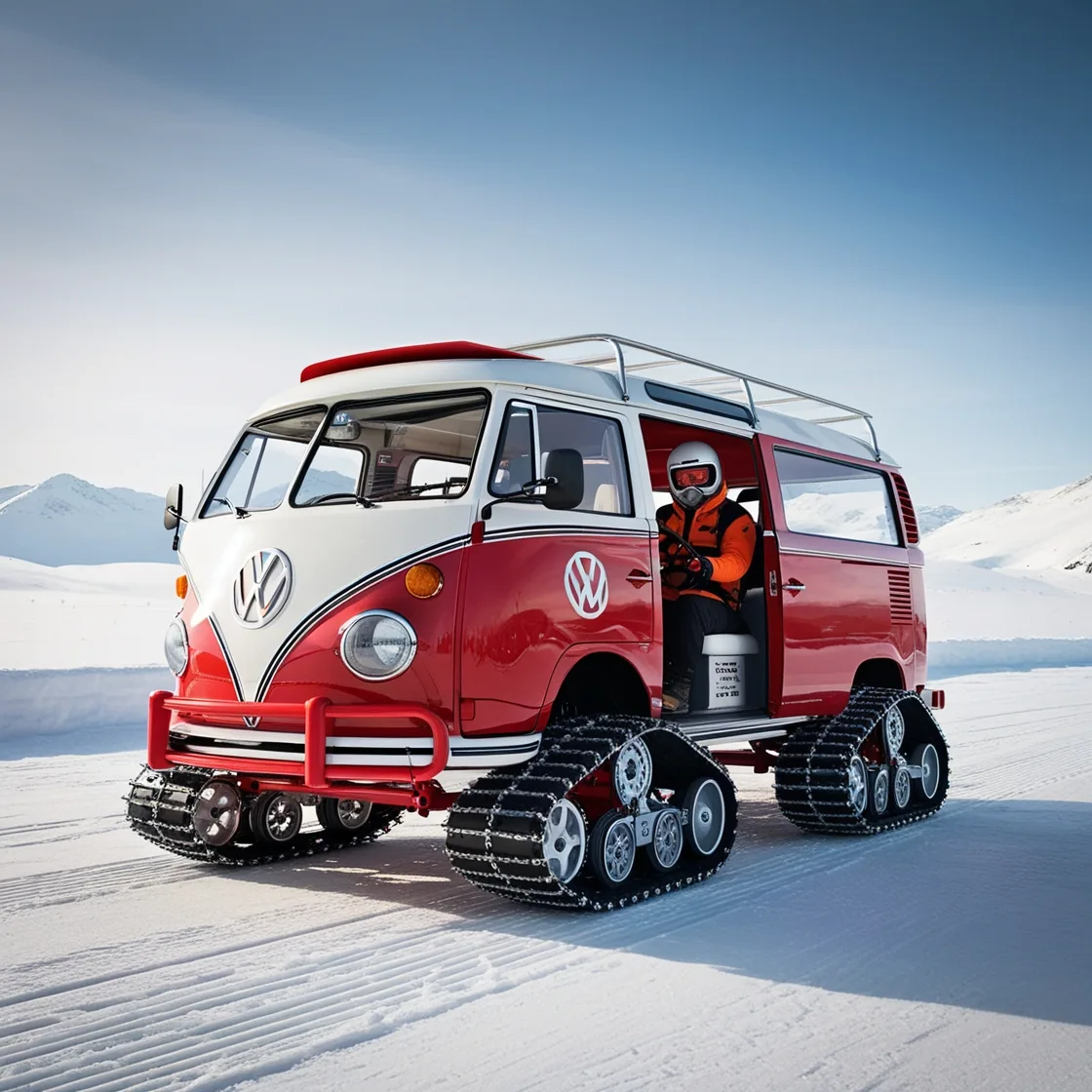 Rediscover Winter Fun with the Classic Charm of Volkswagen Bus Snowmobiles