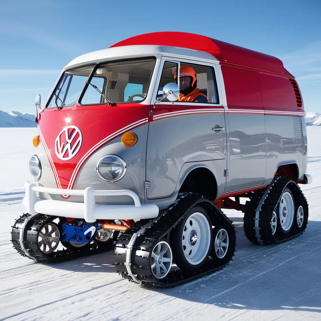 Rediscover Winter Fun with the Classic Charm of Volkswagen Bus Snowmobiles