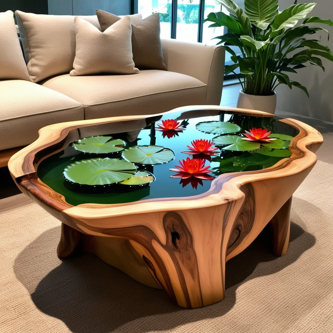 Wood and Epoxy Coffee Table: A Modern Fusion of Nature and Art