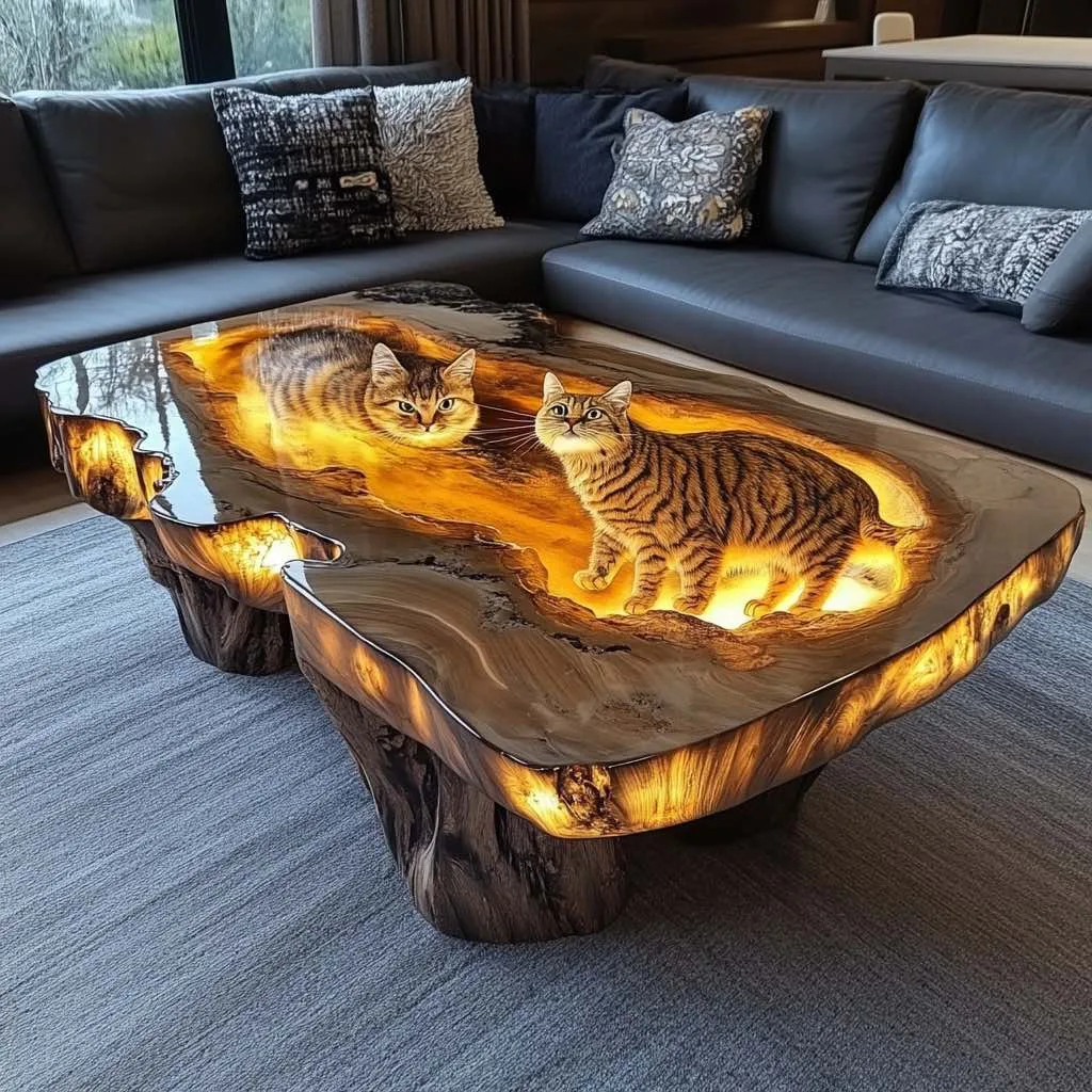 Cat-Themed Epoxy Resin Tables: The Perfect Blend of Art and Functionality