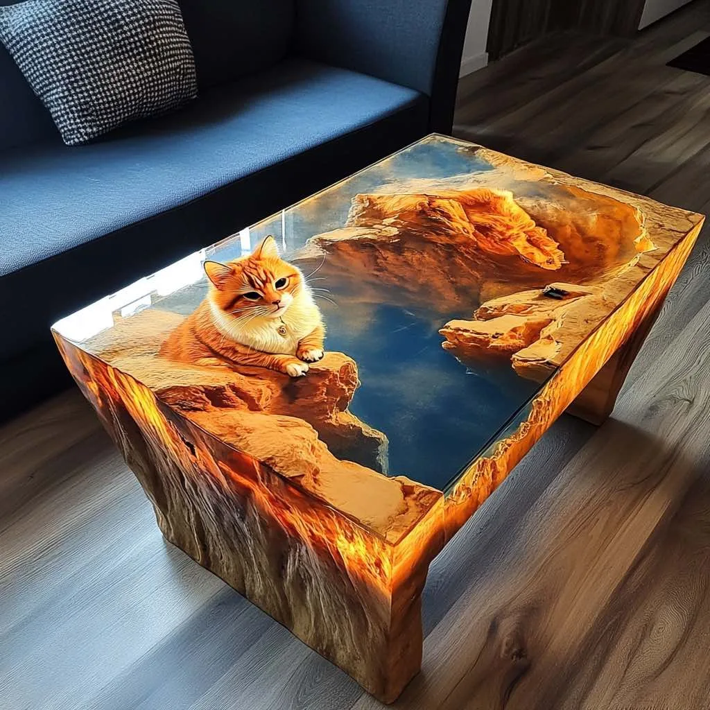 Cat-Themed Epoxy Resin Tables: The Perfect Blend of Art and Functionality