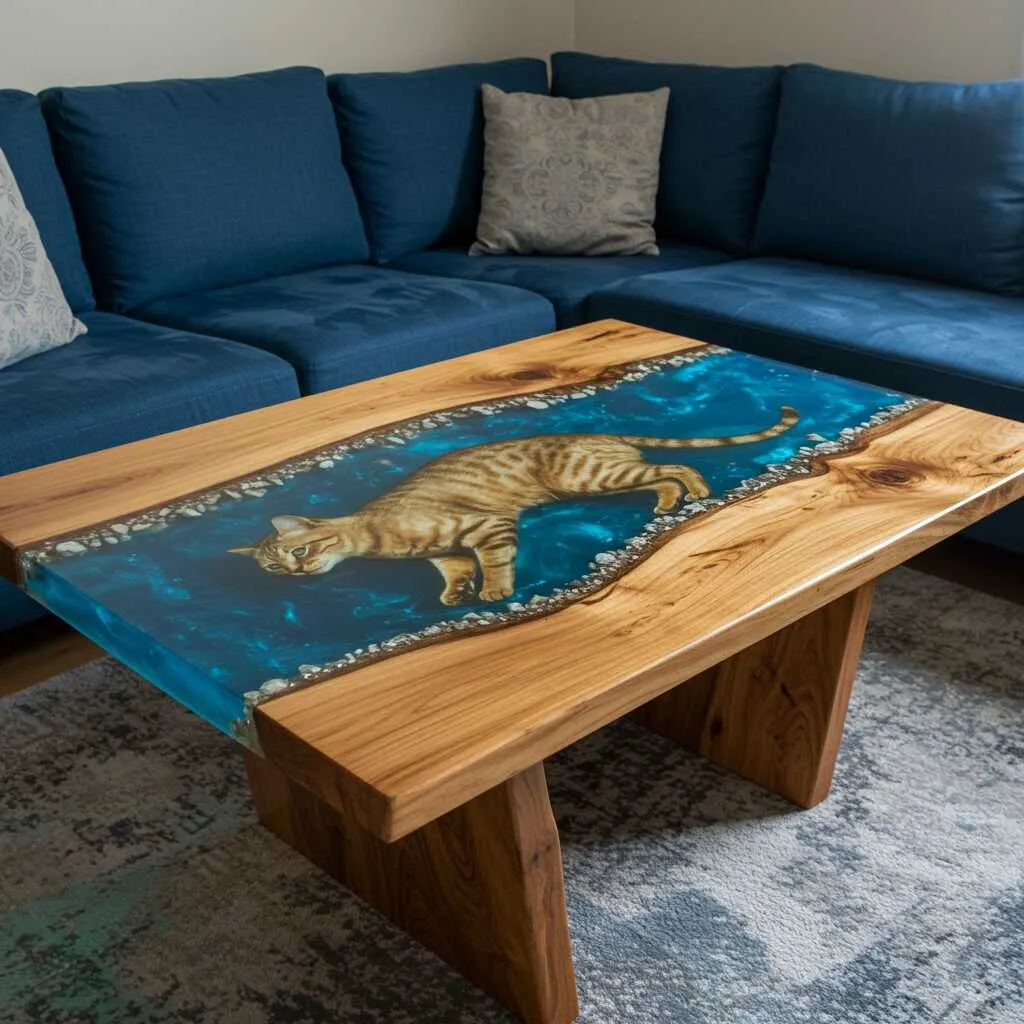 Cat-Themed Epoxy Resin Tables: The Perfect Blend of Art and Functionality