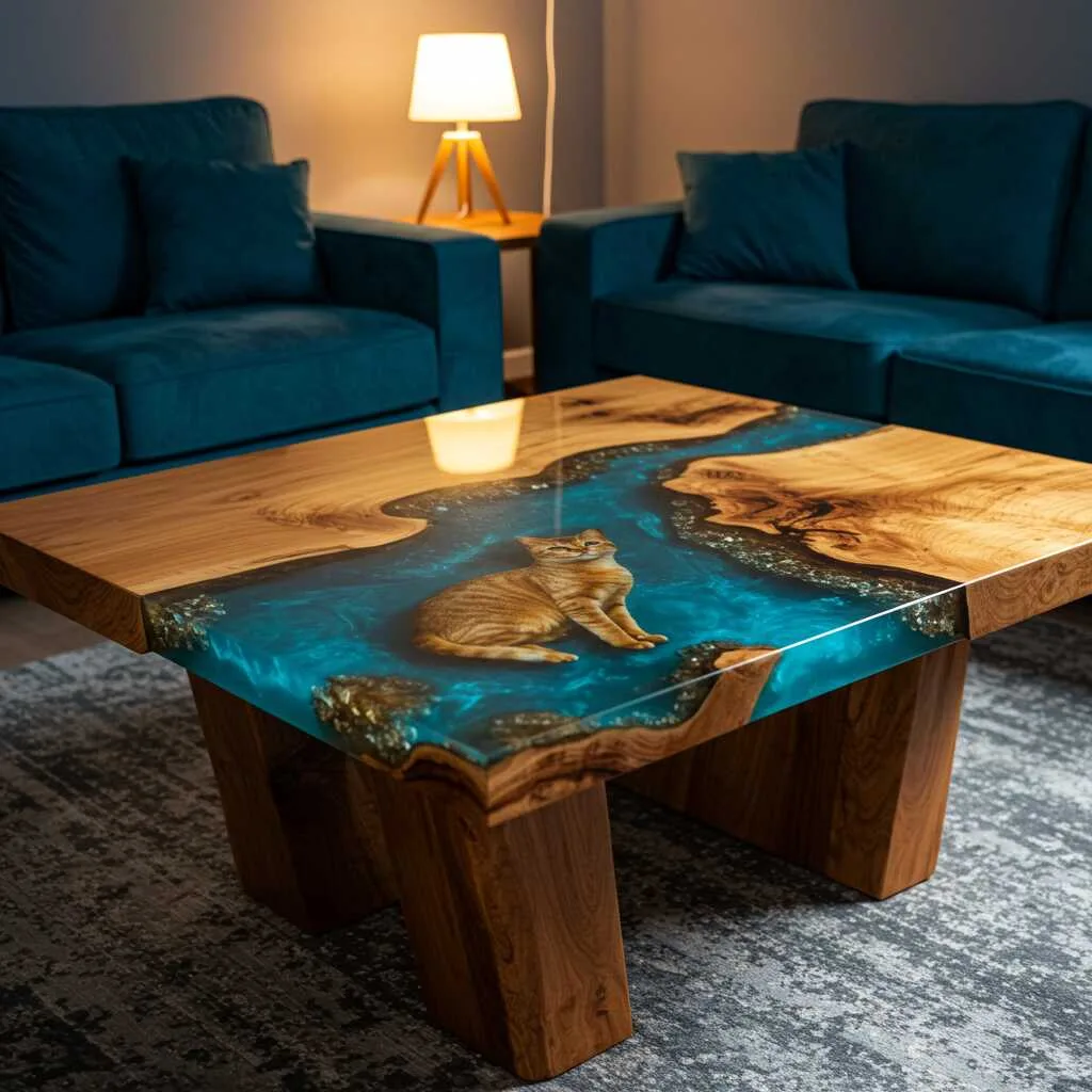 Cat-Themed Epoxy Resin Tables: The Perfect Blend of Art and Functionality