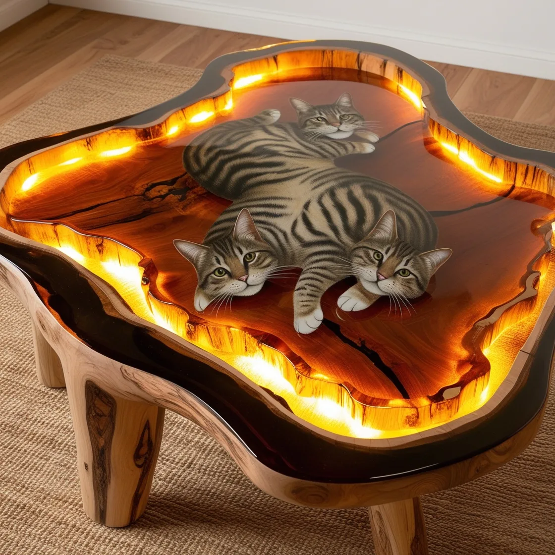 Cat-Themed Epoxy Resin Tables: The Perfect Blend of Art and Functionality