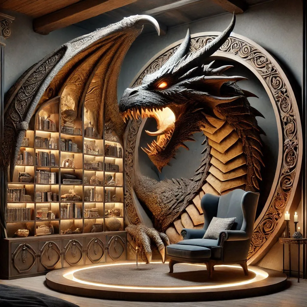 Dragon Bookcase: A Mythical Touch for Your Home Library