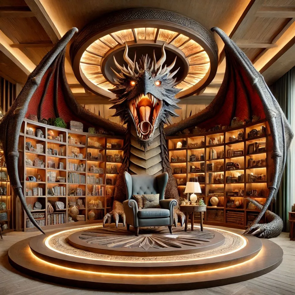 Dragon Bookcase: A Mythical Touch for Your Home Library