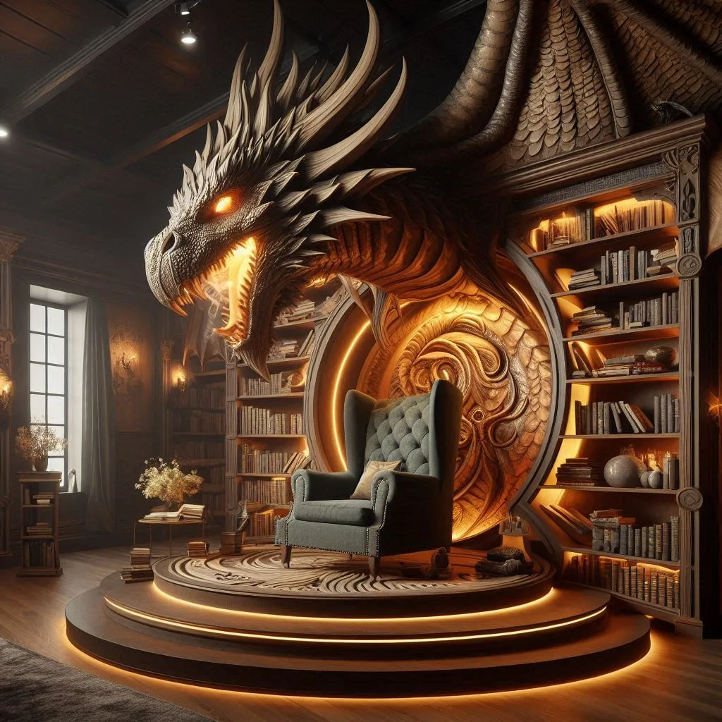 Dragon Bookcase: A Mythical Touch for Your Home Library