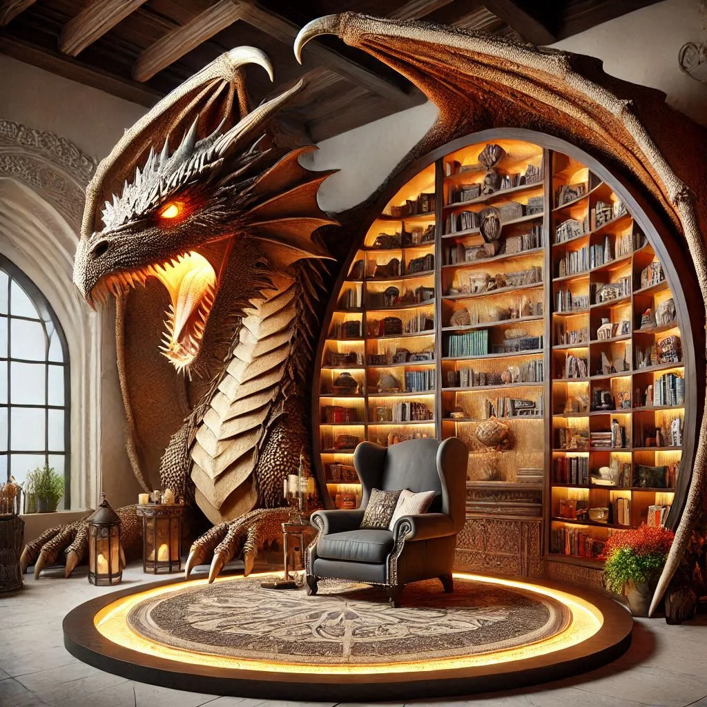 Dragon Bookcase: A Mythical Touch for Your Home Library