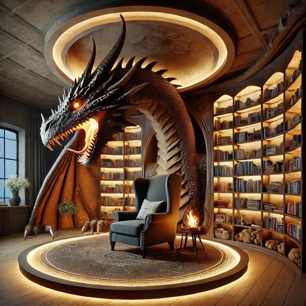 Dragon Bookcase: A Mythical Touch for Your Home Library