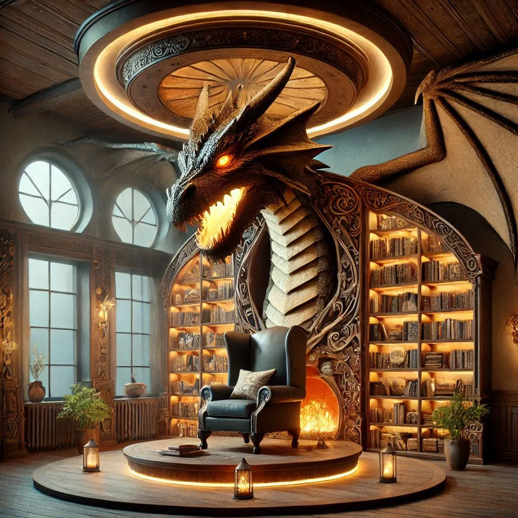 Dragon Bookcase: A Mythical Touch for Your Home Library