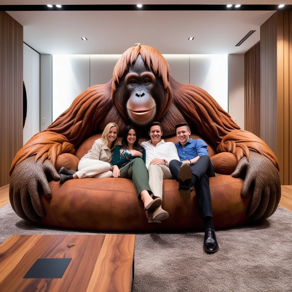 Relax in Comfort with the Giant Orangutan Lounger: A Fun and Cozy Experience