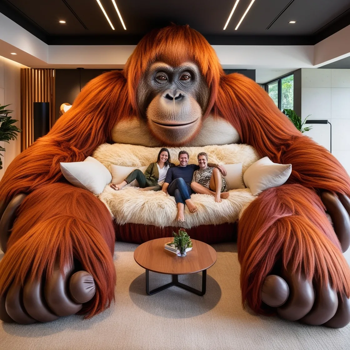 Relax in Comfort with the Giant Orangutan Lounger: A Fun and Cozy Experience