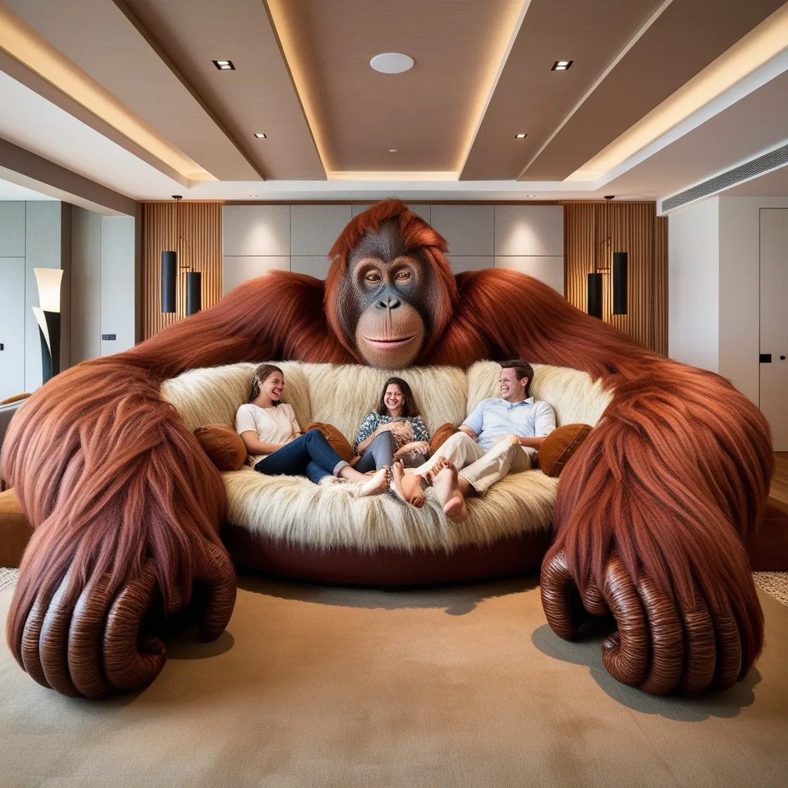 Relax in Comfort with the Giant Orangutan Lounger: A Fun and Cozy Experience