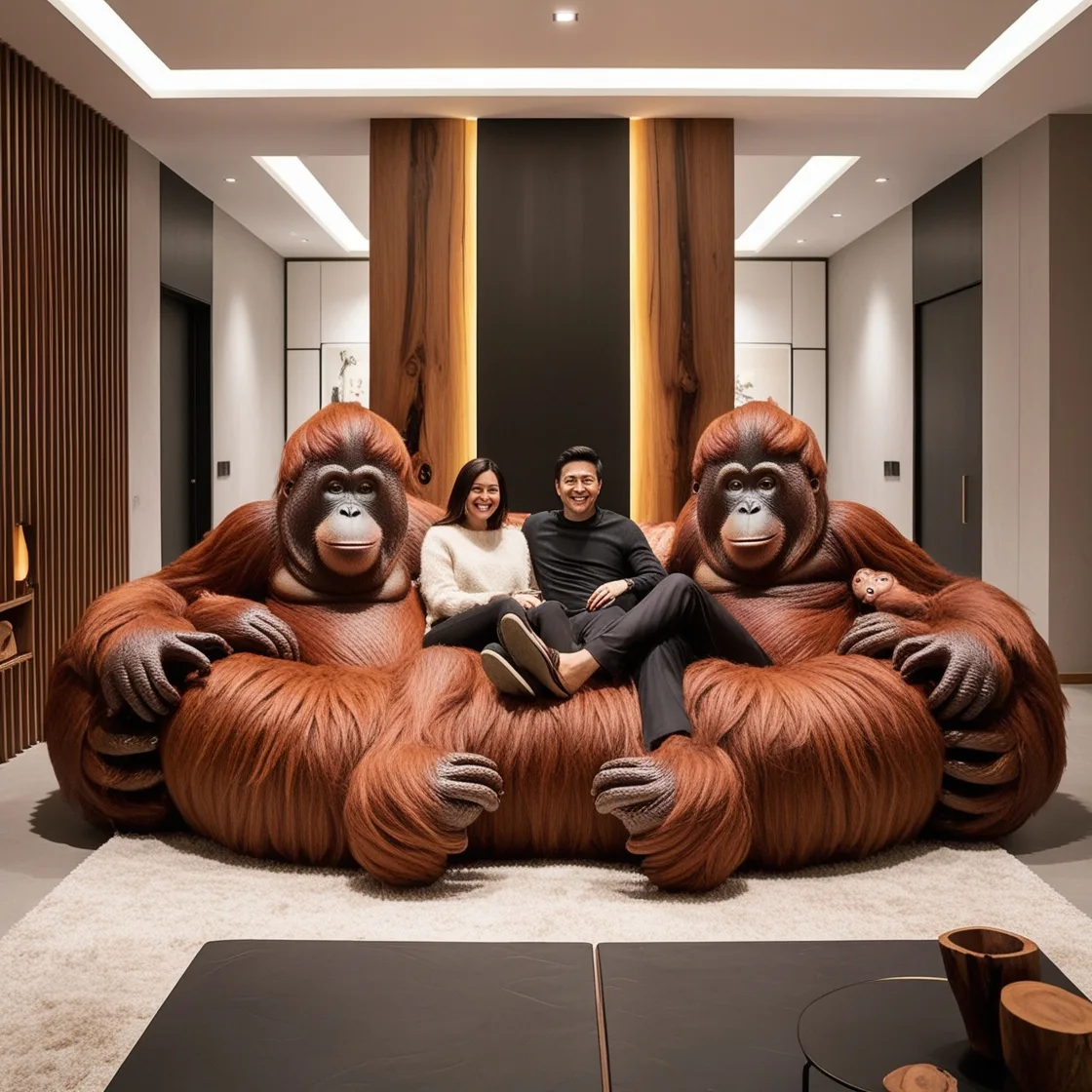 Relax in Comfort with the Giant Orangutan Lounger: A Fun and Cozy Experience