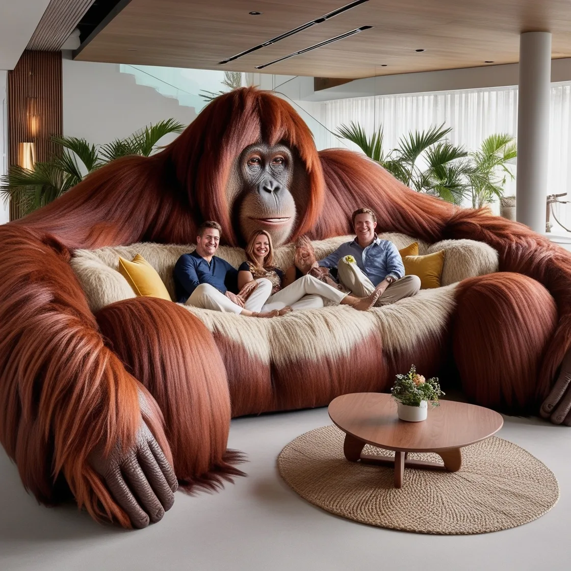 Relax in Comfort with the Giant Orangutan Lounger: A Fun and Cozy Experience