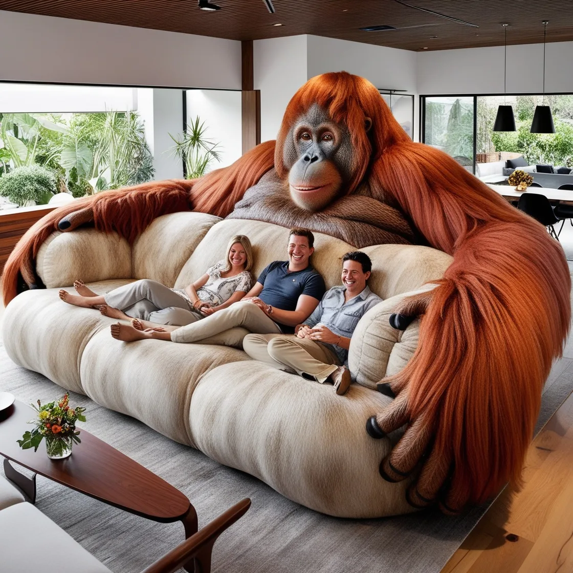 Relax in Comfort with the Giant Orangutan Lounger: A Fun and Cozy Experience