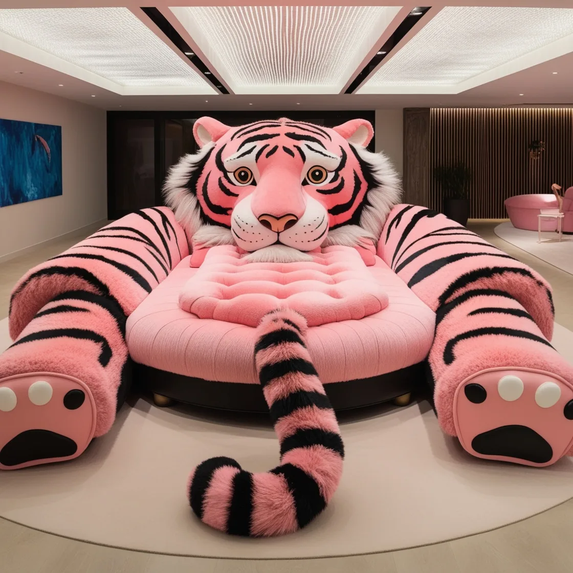 Relax in Style: The Ultimate Giant Tiger Shaped Lounge for Your Living Room