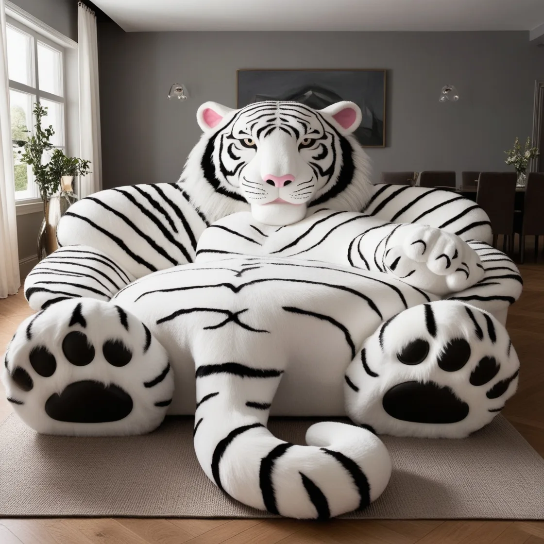 Relax in Style: The Ultimate Giant Tiger Shaped Lounge for Your Living Room