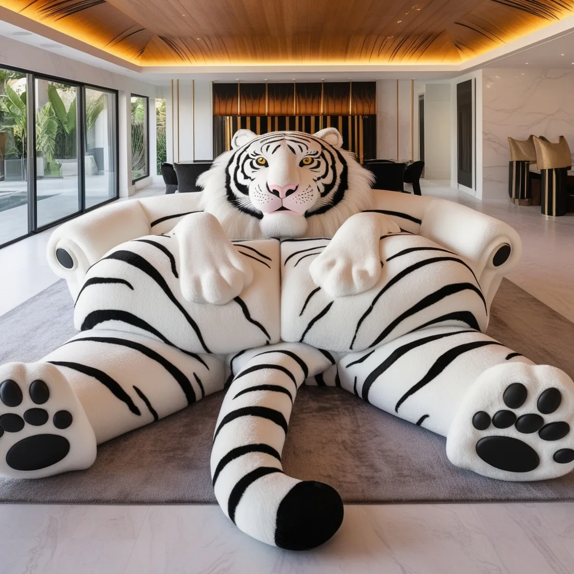 Relax in Style: The Ultimate Giant Tiger Shaped Lounge for Your Living Room