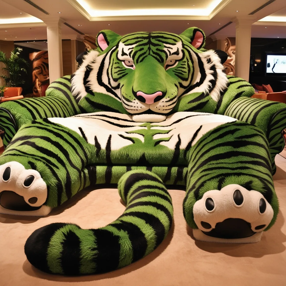 Relax in Style: The Ultimate Giant Tiger Shaped Lounge for Your Living Room