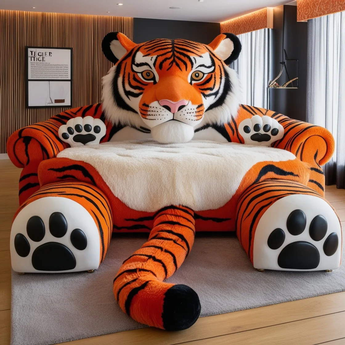 Relax in Style: The Ultimate Giant Tiger Shaped Lounge for Your Living Room