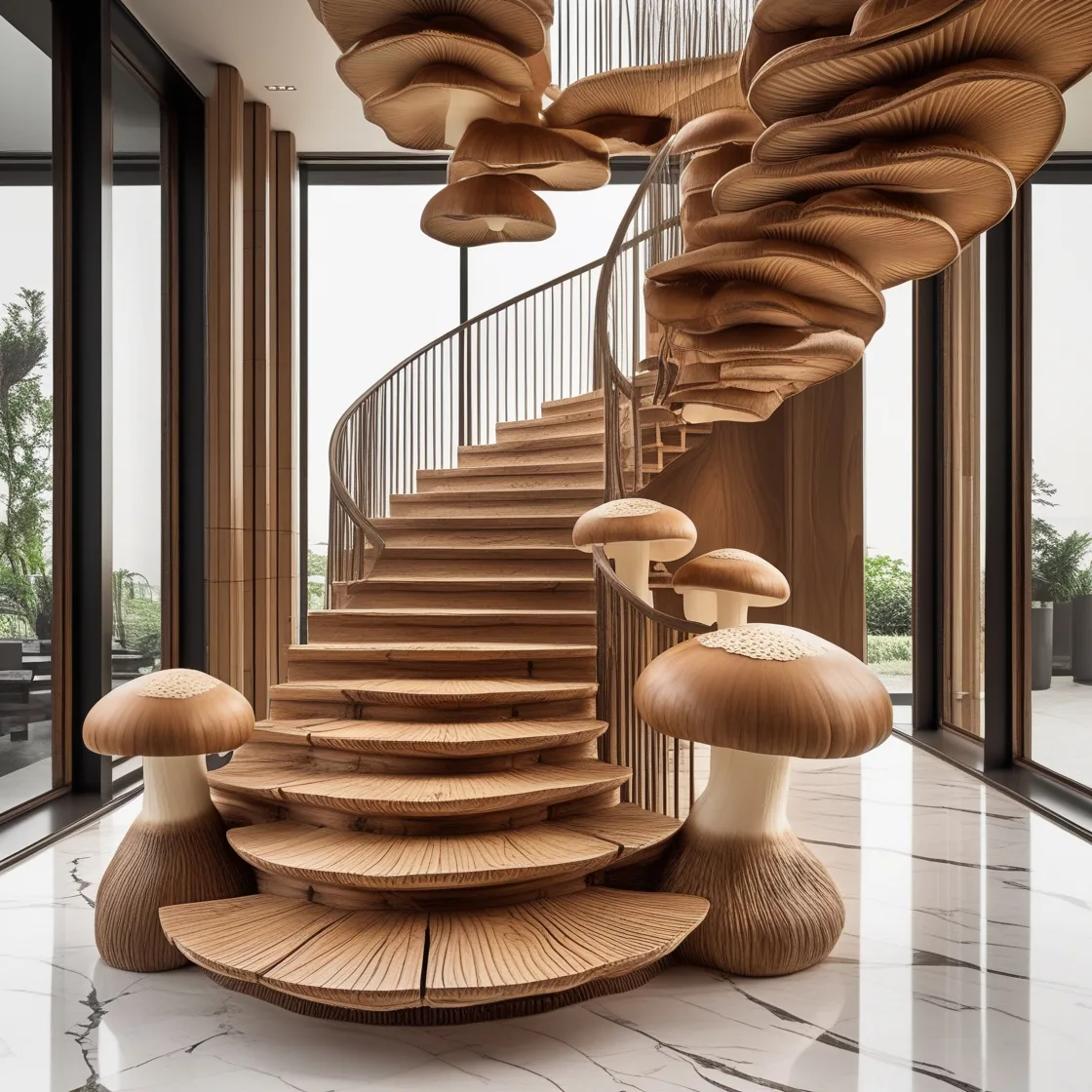 Mushroom Staircase: A Whimsical Blend of Nature and Architecture