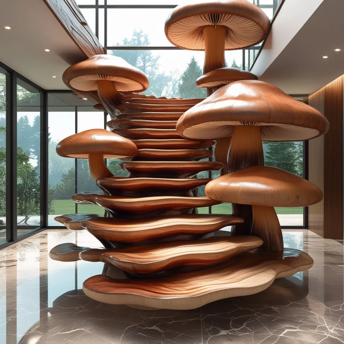 Mushroom Staircase: A Whimsical Blend of Nature and Architecture