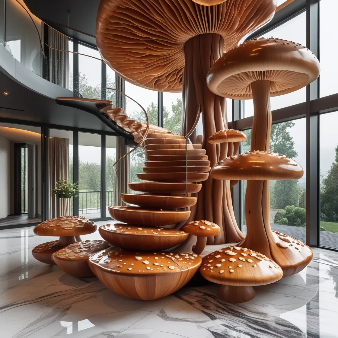 Mushroom Staircase: A Whimsical Blend of Nature and Architecture