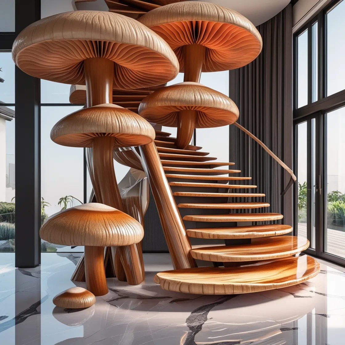 Mushroom Staircase: A Whimsical Blend of Nature and Architecture