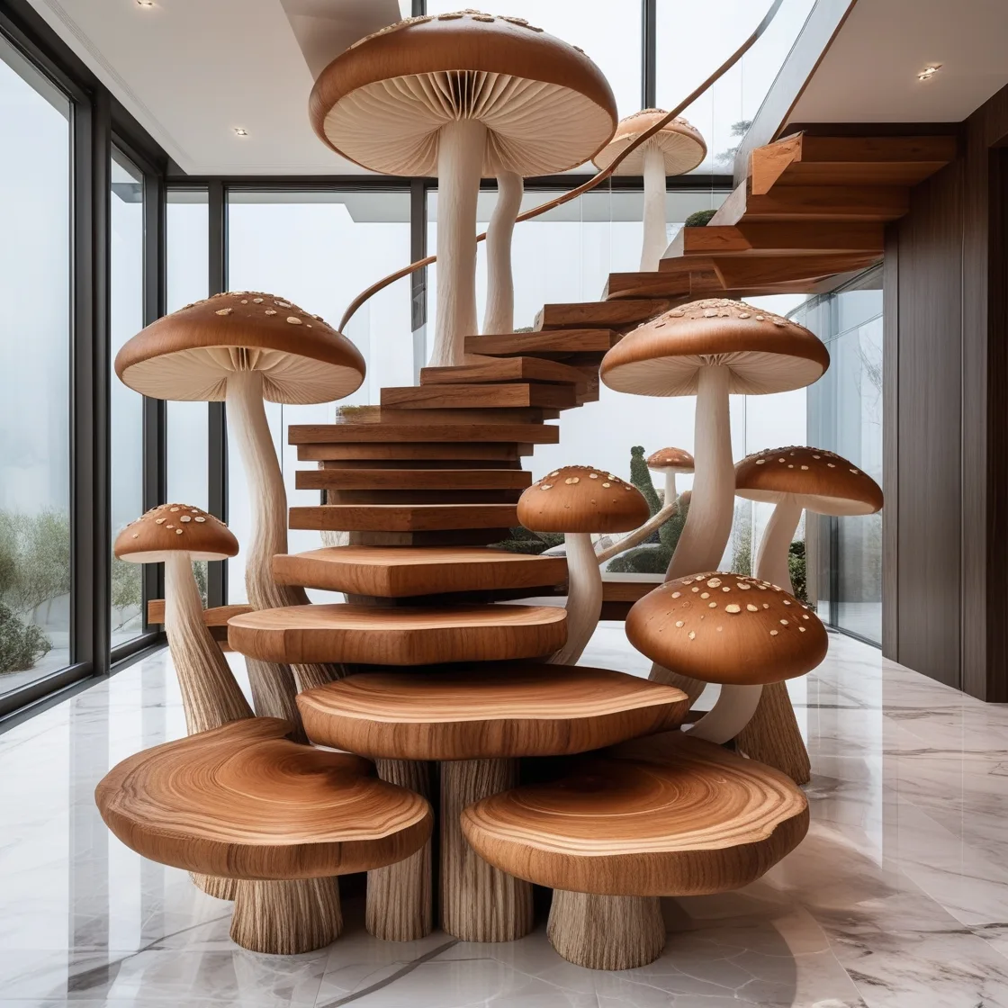 Mushroom Staircase: A Whimsical Blend of Nature and Architecture