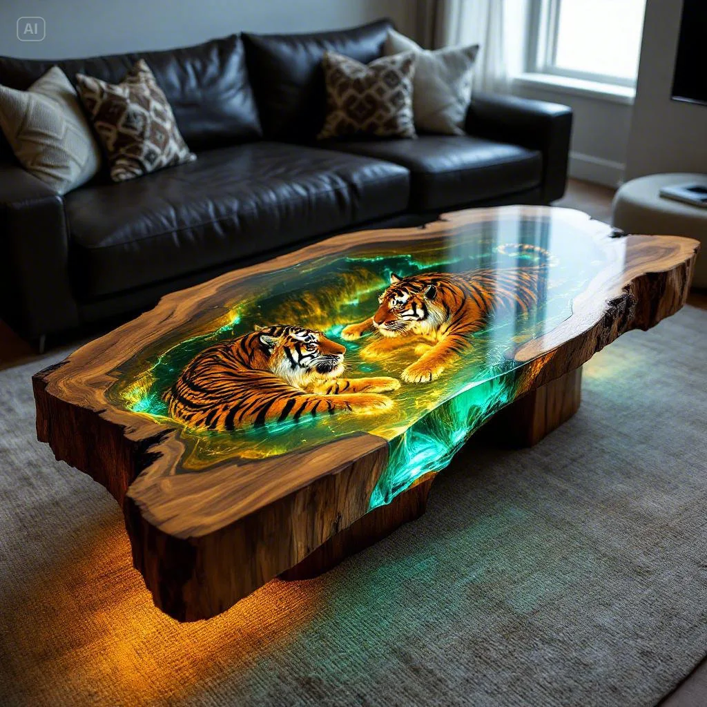 Unleash Elegance and Strength with the Tiger Coffee Table