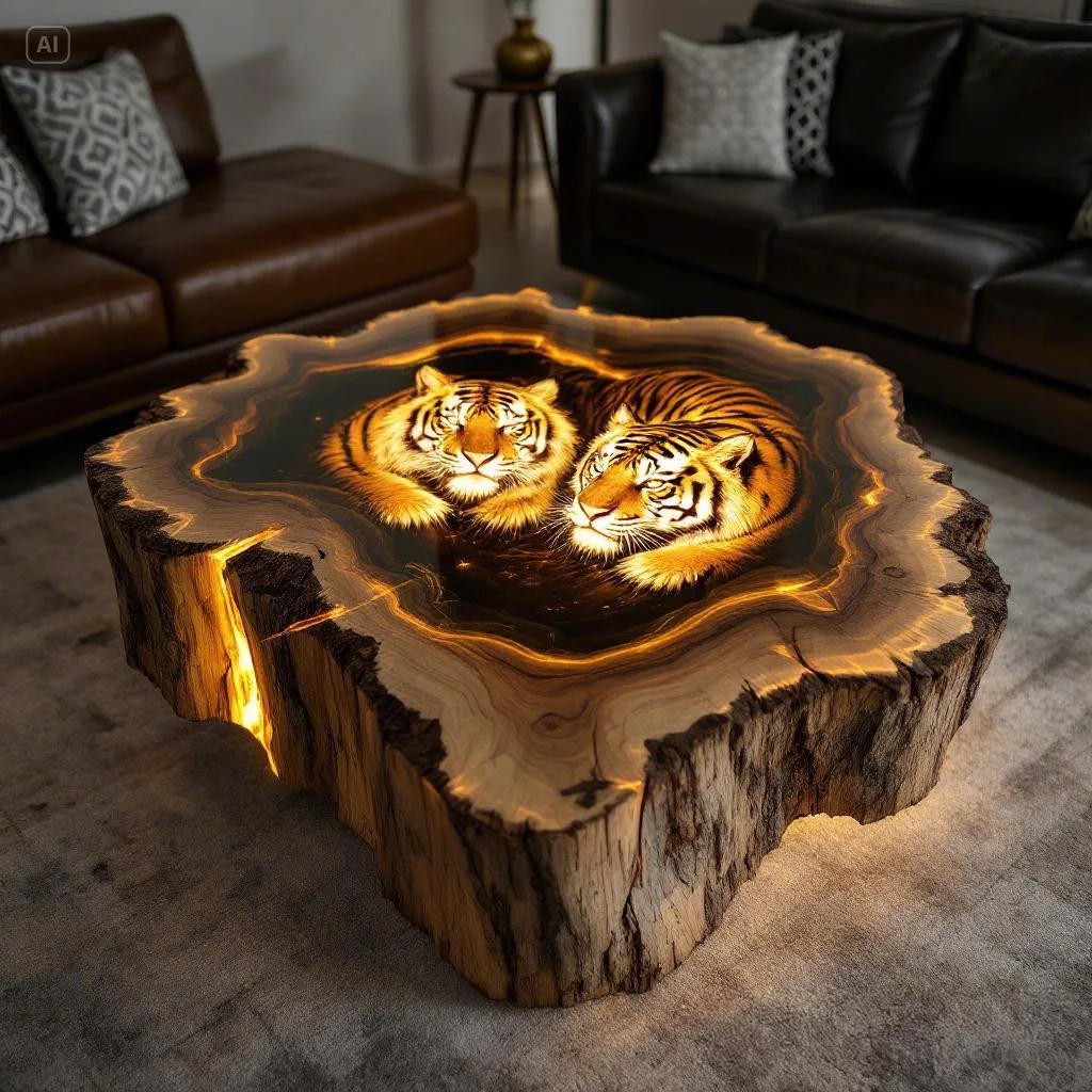 Unleash Elegance and Strength with the Tiger Coffee Table