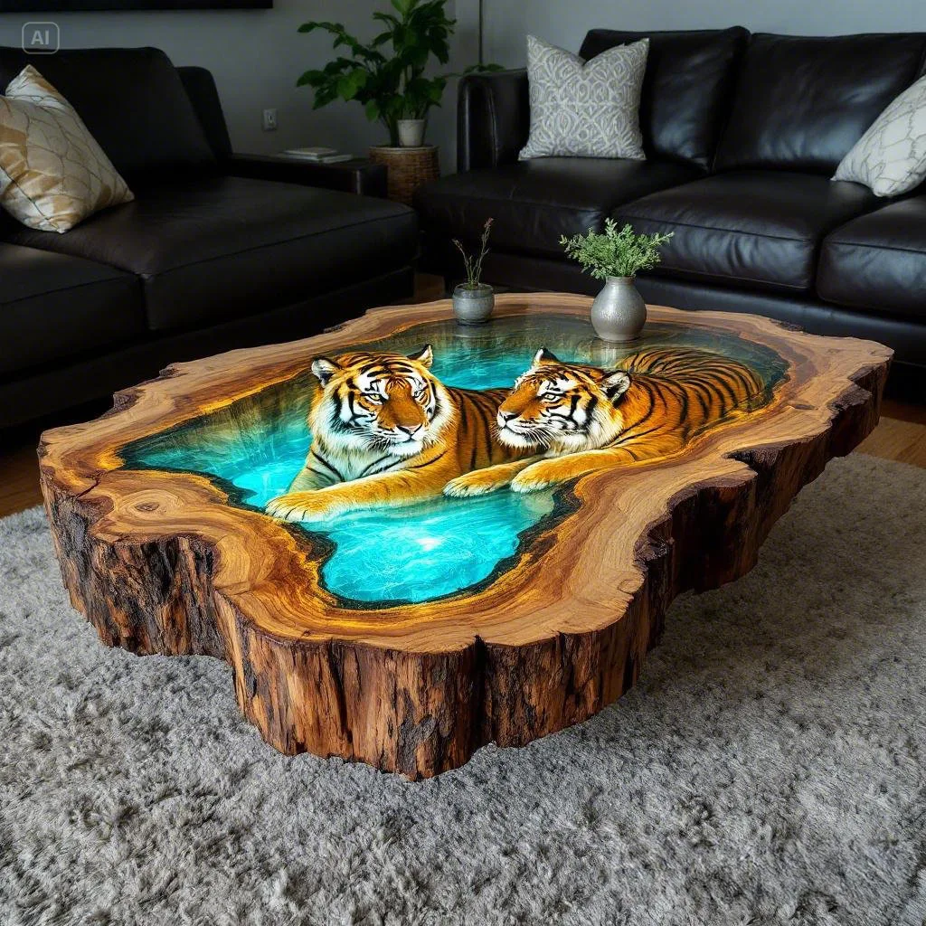 Unleash Elegance and Strength with the Tiger Coffee Table