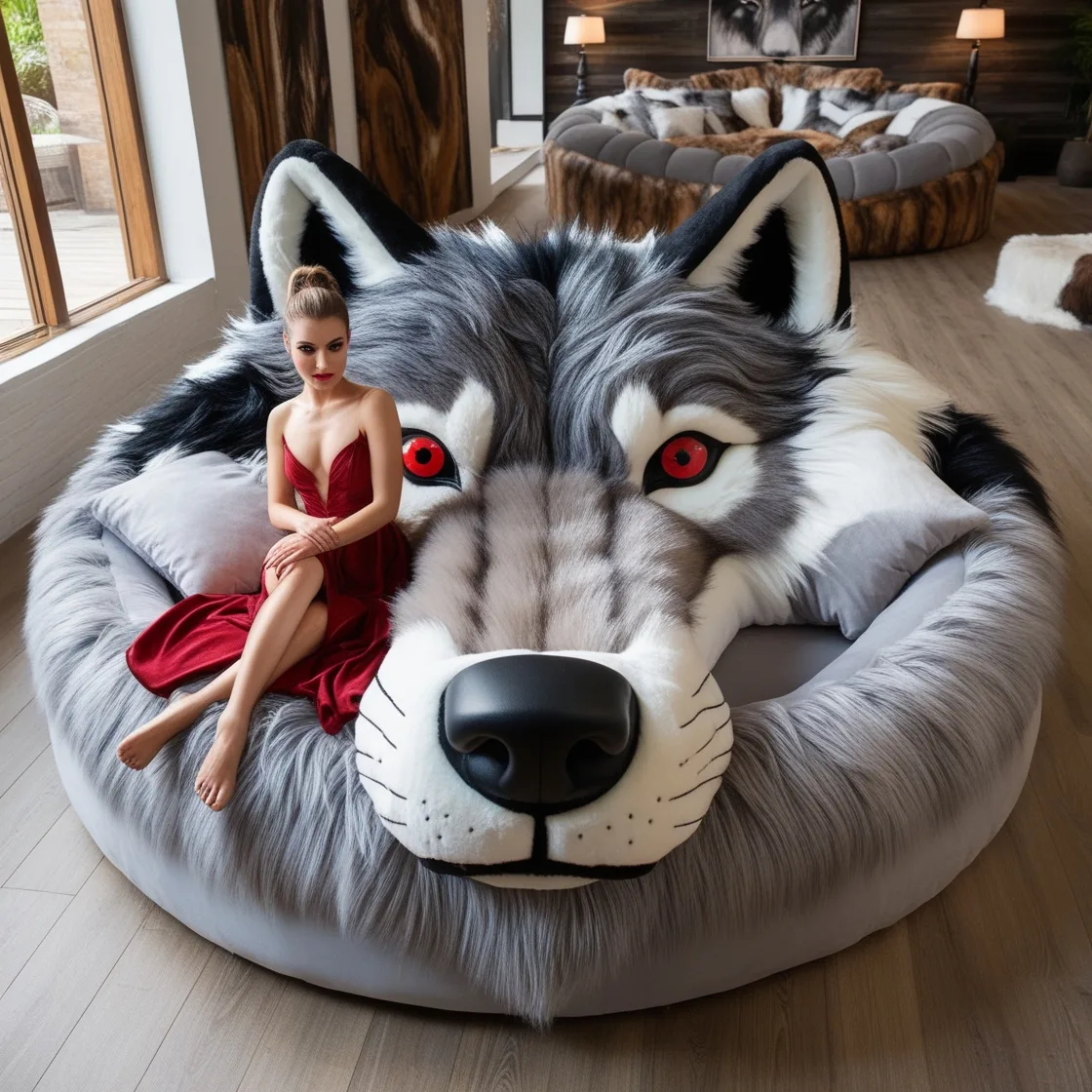 Relax in Style with the Majestic Wolf Lounger: Comfort Meets Wilderness