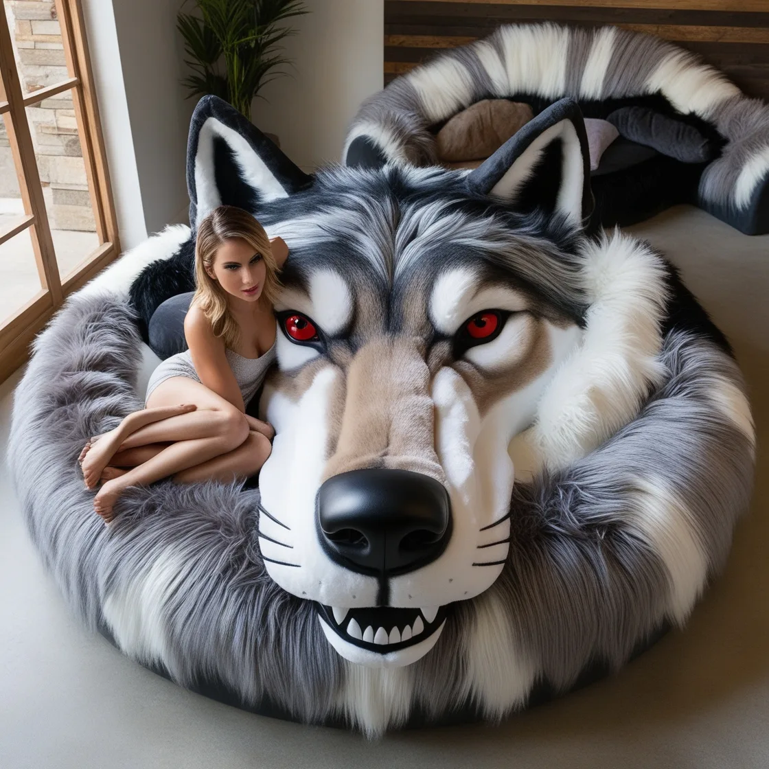 Relax in Style with the Majestic Wolf Lounger: Comfort Meets Wilderness