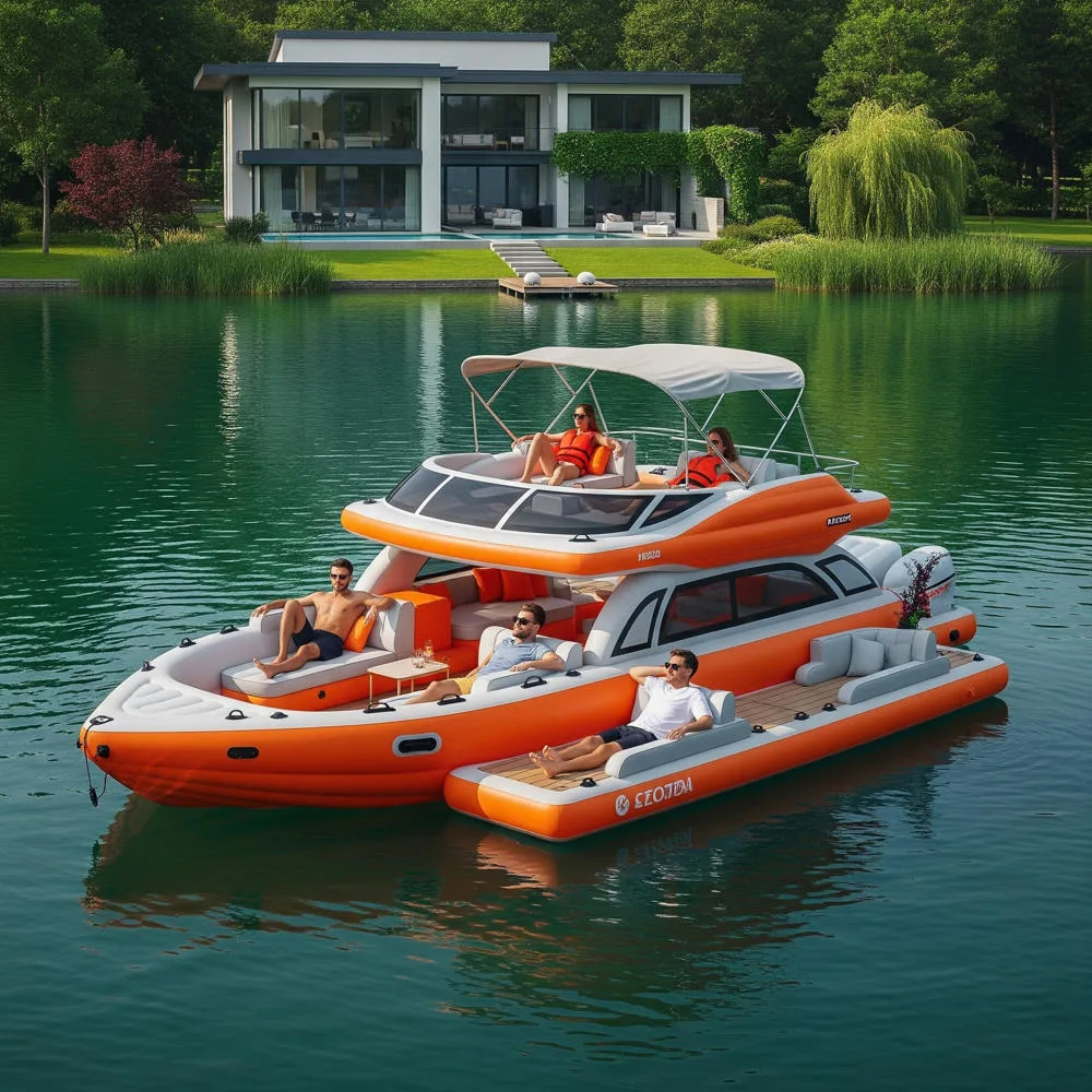 Inflatable Pontoon Boat Lake Floats: Relaxation and Adventure on the Water